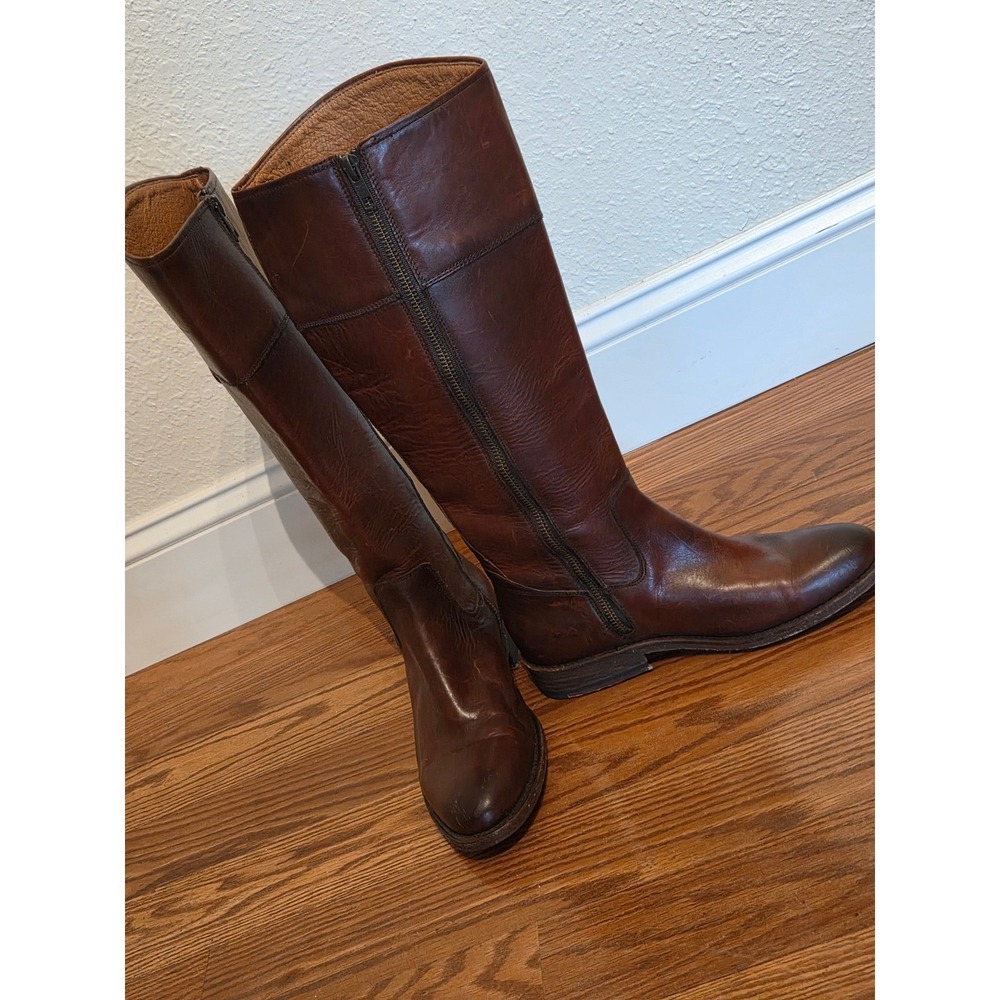 Frye Melissa Button Back Zip Dark Brown Leather Riding Boots 7 B 7M NEW with tag